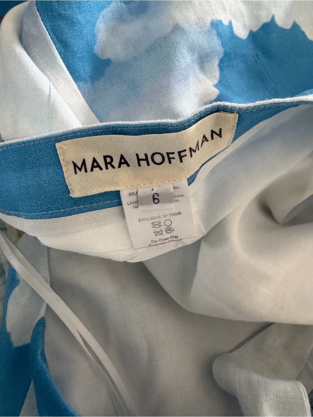 Mara Hoffman Blue & White Cloud-Print Spaghetti-Strap Jumpsuit - Picture 4 of 4